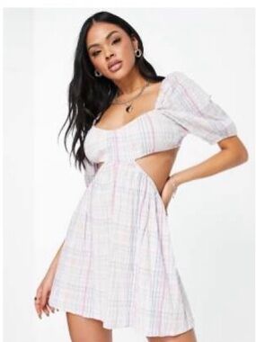 ASOS Pastel Plaid Backless Mini Dress